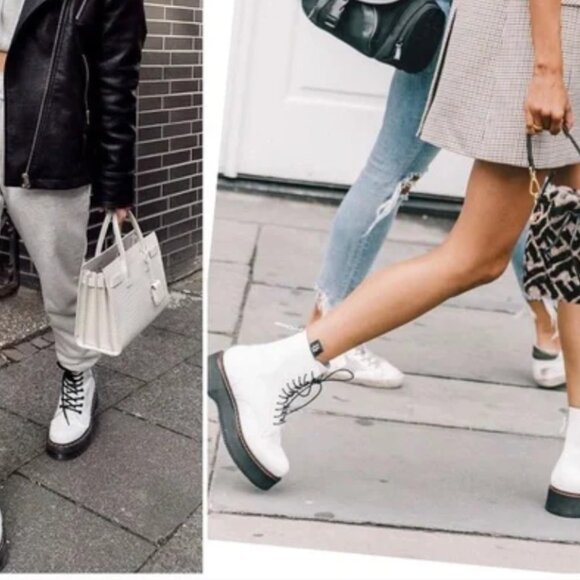 Dr Doc Martens Jadon Smooth Leather Platform Lace Up Zip Combat Boots 7 - Picture 8 of 8